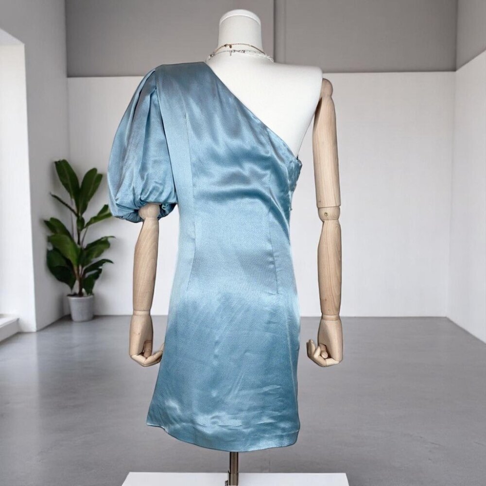 NWT Elliatt Satin Ruched Julianne Dress in Stoneblue - Picture 5 of 10